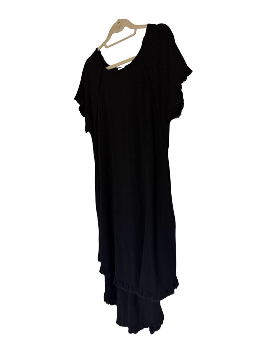 Umgee Black Linen Blend Tunic Dress Ruffle Sleeve L - Picture 4 of 8